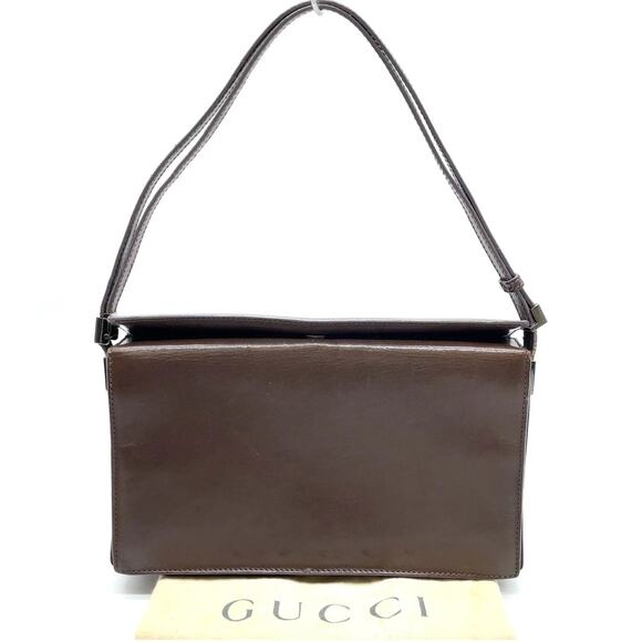 Gucci Vintage Smooth Leather Brown Hand Bag W/Dust bag - Picture 1 of 16